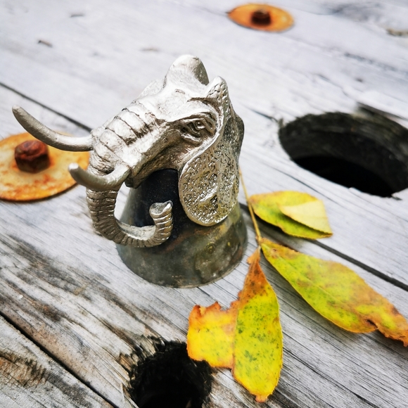 Vintage Pewter Elephant Wine Bottle Topper Shot Glass - Picture 3 of 14
